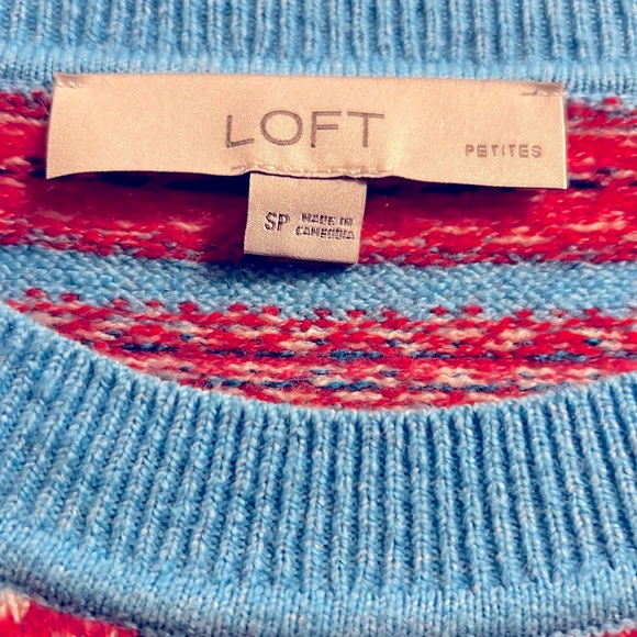 LOFT Small Petite Fair Isle Stripe Everyday Sweater - Picture 3 of 4